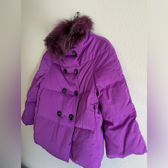 ❗️Clearance❗️Emilio Pucci Purple Real Fox Fur Down Jacket Women 3/4 Sleeves - Picture 9 of 17